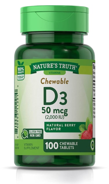 Natures Truth Chewable Vitamin D3 2000 IU  100 Tablets  Berry Flavor  Vegetarian NonGMO  Gluten Free Supplement