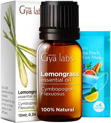 Gya Labs Lemongrass Essential Oil for Diffuser  100 Natural Lemongrass Oil for Hair Skin  Candle Making  Herbaceous Earthy  Zesty Scent 034 Fl Oz