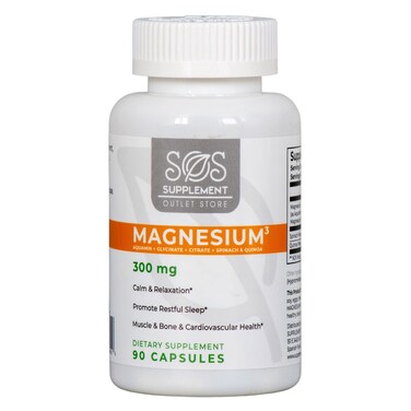 SOS Magnesium Complex  300mg Capsules of Magnesium Glycinate Aquamin Magnesium  Magnesium Citrate for Muscle Relaxation and Sleep High Absorption Vegan NonGMO 45 Servings