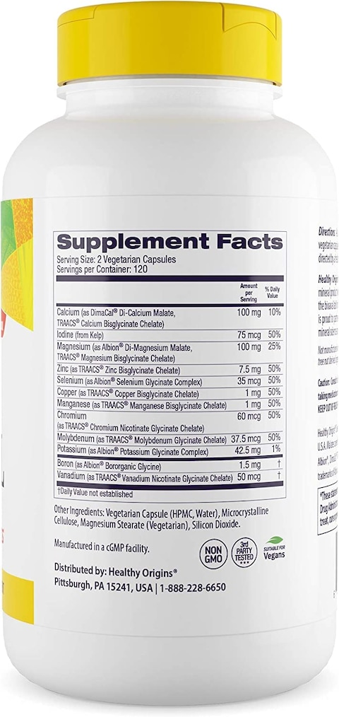 Healthy Origins Chelated Multi Mineral  Chelated Trace Minerals Supplement with Selenium Iodine Magnesium  More  GlutenFree Supplement with Albion Minerals  240 Veggie Capsules