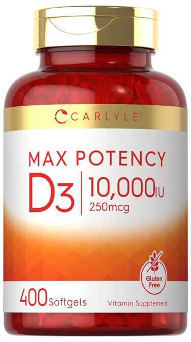 Carlyle Vitamin D 10000 IU 400 Softgels  Value Size  Max Potency  NonGMO Gluten Free Supplement