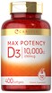 Carlyle Vitamin D 10000 IU 400 Softgels  Value Size  Max Potency  NonGMO Gluten Free Supplement