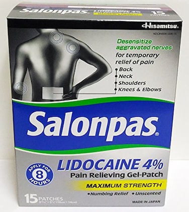 Salonpas LIDOCAINE Pain Relieving Maximum Strength Gel 15Patch