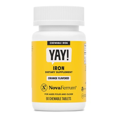 NovaFerrumYay  Chewable Iron Supplement for Kids  Adults for Anemia  18mg of Iron  90 Servings  Sugar Free  Vegan  Gluten Free  Orange Flavor