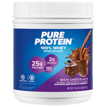 Pure Protein Powder  Whey High Protein Low Sugar GlutenFree Chocolate  1 lb Packaging May Vary