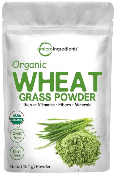 Micro Ingredients Sustainably US Grown Organic Wheat Grass Powder 100 WholeLeaf 16 Ounce Rich in Immune Vitamins Fibers and Minerals Support Digestion Function Vegan Friendly