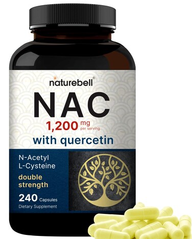 NAC Supplement 1200mg Per Serving  240 Capsules NAcetyl Cysteine with Quercetin  Double Strength  Support for Immune Liver  Lung Health