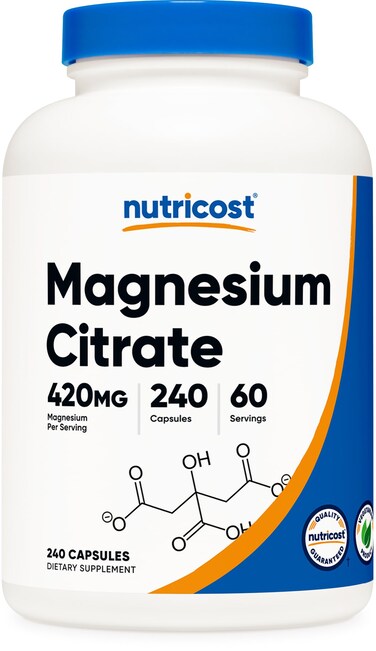Nutricost Magnesium Citrate 420mg 240 Veggie Capsules  60 Servings Gluten Free NonGMO Vegetarian Friendly