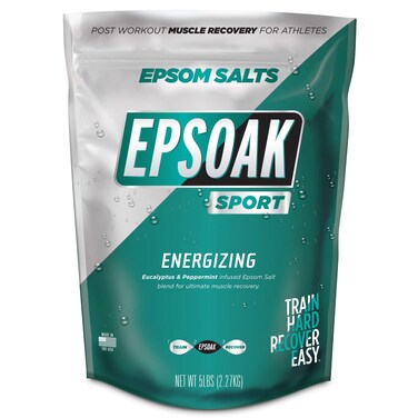 EpsoakSport Epsom Salt for Athletes  5 lbs Energizing Therapeutic soak with Eucalyptus and Peppermint Essential Oils