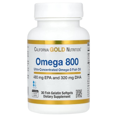 California Gold Nutrition Omega 800 UltraConcentrated Omega3 Fish Oil kdpur Triglyceride Form 1000 mg 30 Fish Gelatin Softgels