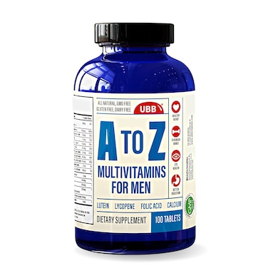 A to Z Multivitamin and Multimineral Supplement for Men  3 Month Supply  Vitamins A C D E K B1 B2 B6 B12 Magnesium Calcium Biotin Potassium Zinc  Antioxidants for Heart  Immune Health 100 Count