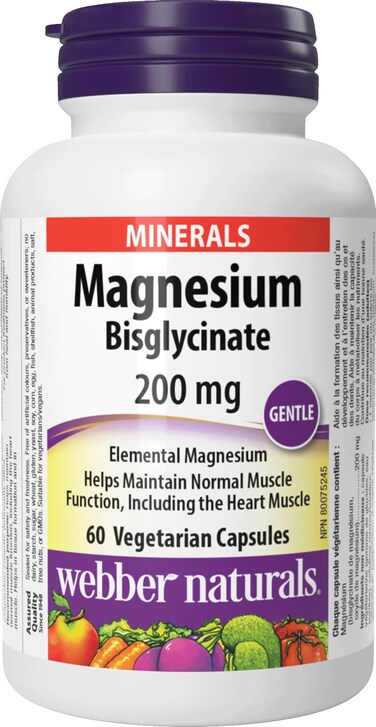 Webber NaturalsMagnesium Bisglycinate 200mg 60 Vegetarian Capsules