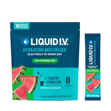 Liquid IVHydration Multiplier  Watermelon  Hydration Powder Packets  Electrolyte Drink Mix  Easy Open SingleServing Stick  NonGMO  16 Servings Pack of 1