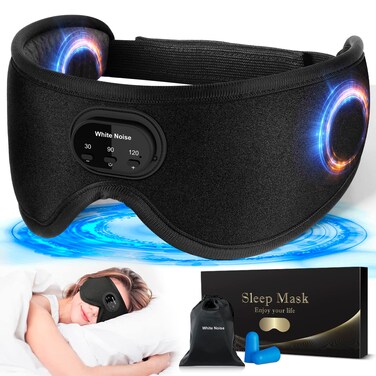 LCdolida Sleep Headphones White Noise Bluetooth Sleep Mask 3D Wireless Timing Eye Mask for Sleeping Sleep Mask with Bluetooth Headphones for Side Sleepers Travel Yoga Cool Gadgets for Men Women