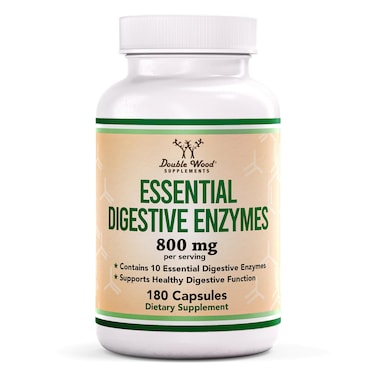 Digestive Enzymes  800mg Blend of All 10 Most Essential Digestive and Pancreatic Enzymes Amylase Lipase Bromelain Lactase Papain Protease Cellulase Maltase Invertase by Double Wood