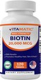 Vitamatic High Potency Biotin 20000 mcg 20mg with Keratin 100mg  120 Vegetarian Tablets  Biotin Supplements for Healthy Hair Skin  Nails for Adults 120 Count Pack of 1