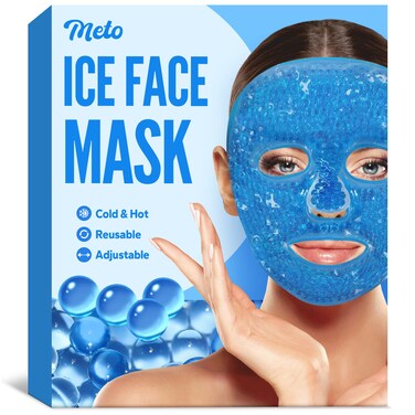 Meto Ice Face Mask Ice Mask for Face Face Ice Pack Reduce Face Puff Dark Circles Gel Beads Hot Heat Cold Compress Pack Face SPA for Women Sleeping Pressure Headaches Face Mask Skin Care Blue