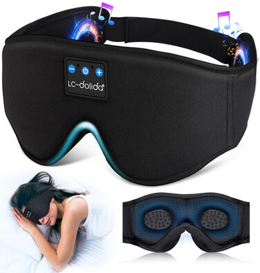 LCdolida Sleep Headphones 3D Sleep Mask Bluetooth Wireless Music Eye Mask Sleeping Headphones for Side Sleepers Sleep Mask with Bluetooth Headphones UltraThin Stereo Speakers Perfect for Sleeping