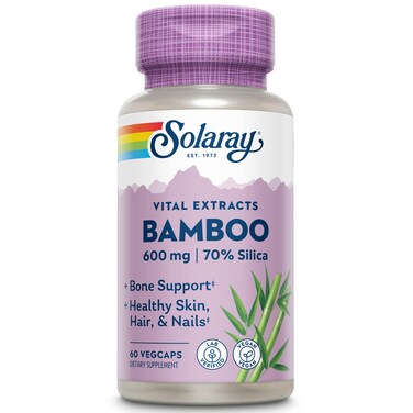 Solaray Bamboo Stem Extract 600mg  Healthy Hair Skin Nails Bones  Connective Tissue Support  NonGMO Vegan  Lab Verified  60 VegCaps
