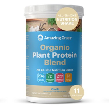 Amazing GrassOrganic Plant Protein Blend Vegan Protein Powder New Protein Superfood Formula AllInOne Nutrition Shake with Beet Root Pure Vanilla 11 Servings