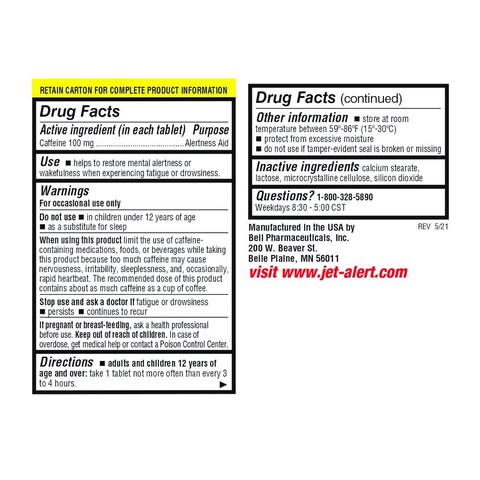 JetAlert 100 MG Each Caffeine Tab 120 Count