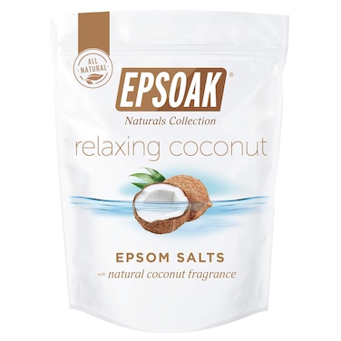 Epsoak Epsom Salt 2 lb Magnesium Sulfate USP Qty 1 x 2lb Bag Natural Coconut Scented Resealable Epsom Salt Bag Made in The USA CrueltyFree Certified