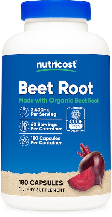 NutricostBeet Root 2400mg 180 Capsules  CCOF Certified Made with Organic Beet Root Superfood 60 Servings
