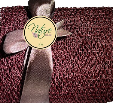 Nature by EJN  Net Bath Sponge Customized N1 Weave NKN Naturals Long Skin Exfoliation African Ghana Porous Stretches Horizontally to Approximately 49 Brown
