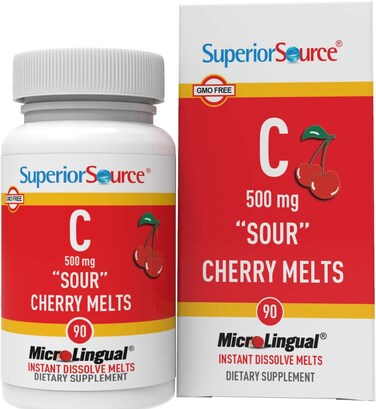 Superior SourceVitamin C 500 mg MicroLignual Tablets  Buffered VIT C Sour Cherry Melts  Immune System Booster Energy Vitamins  90 Count