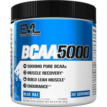 Evlution EVL BCAAs Amino Acids Powder  BCAA Powder Post Workout Recovery Drink and Stim Free Pre Workout Energy Drink Powder  5g Branched Chain Amino Acids Supplement for Men  Blue Raz