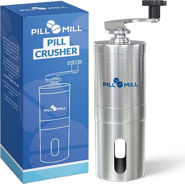 Pill Mill Pill Crusher  Crushes Multiple Tablets to a Fine Powder  Metal Pill Grinder  Tablet Pulverizer Suitable for Travel  Great Feeding Tube use and Pets