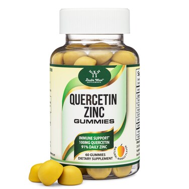 Quercetin Gummies with Zinc 100mg of Quercetin and 91 Daily Zinc per Serving 60 Mango Flavored Chewable Immune Support Gummies for Adults and Kids NonGMO and Gluten Free by Double Wood