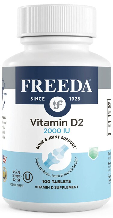 FREEDA Vitamin D2 2000 IU  Kosher Certified  High Potency Ergocalciferol D2 Vitamin  Vegan Vitamin D 2000 IU Supplement for Adults  Vegetarian Vitamin D 2000 Units Vitamin D 2000 IU  100 Tablets