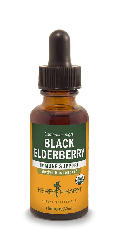 Herb Pharm Certified Organic Black Elderberry Liquid Extract for Immune System Support Organic Cane Alcohol 1 Oz