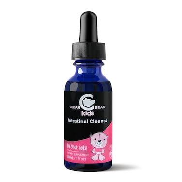 Cedar Bear  Intestinal Cleanse for Kids Liquid Herbal Supplement for Detox and Digestive Cleanse with Natural Herbs AlcoholFree Gut Cleanse Drops for Children 1 fl oz  30 ml