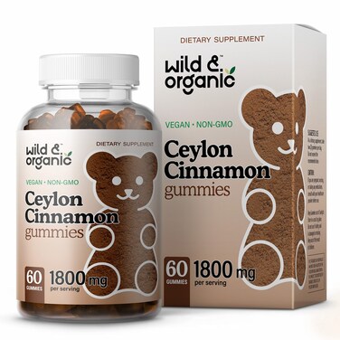 Wild  Organic Ceylon Cinnamon Gummies 1800mg  Antioxidants Supplement wCeylon Cinnamon  Vegan Joint Health Gummies  NonGMO Joint Support Supplement wGinger Cinnamon Turmeric  60 Chews