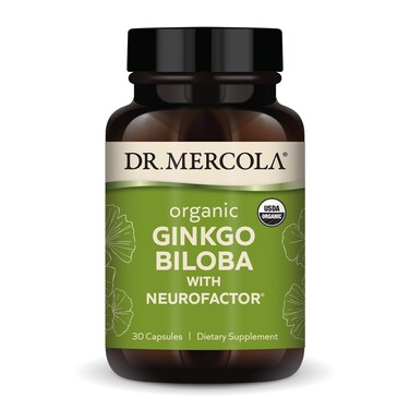 Dr Mercola Organic Ginkgo Biloba with Coffee Fruit Extract Dietary Supplement 30 Servings per Container 30 Capsules Supports Mitochondrial Health as Well as Brain and Cognitive Function
