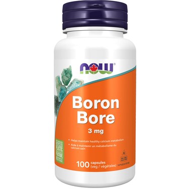 NOW Foods Supplements Boron 3 mg Bororganic Glycine Structural Support 100 Veg Capsules