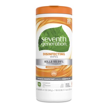 Seventh Generation Disinfecting MultiSurface Wipes Lemongrass Citrus Scent 35 Wipes