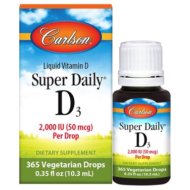 CarlsonSuper Daily D3 Vitamin D Drops 2000 IU per Drop 1Year Supply Vitamin D3 Liquid Heart  Immune Health Vegetarian Liquid Vitamin D Drops Unflavored 365 Drops