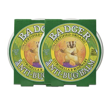BadgerBug Repellent Organic DeetFree Mosquito Repellent with Citronella  Lemongrass Easy to Use Travel Size Camping Essential Family Friendly Insect Repellent Balm 2 oz Tin 2 Pack
