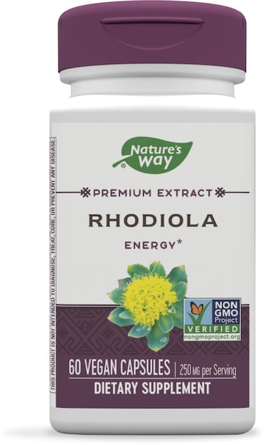 Natures Way Rhodiola Premium Extract  250 mg per serving  Supports Energy  Mental Stamina  NonGMO Project Verified  Adaptogenic Herb  Vegan  Gluten Free  60 Capsules