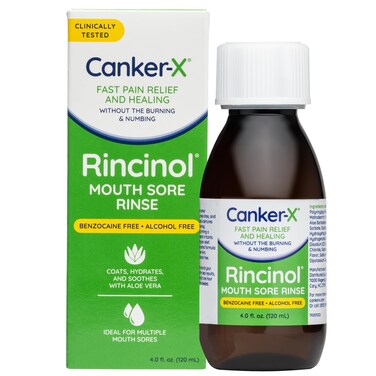 CankerX Rincinol Oral Rinse Mouthwash Quick Pain Relief from Canker Sores Mouth Burns  More Benzocaine Free  Alcohol Free Mouthwash Adults  6 Years Kids Mouthwash 40 Fl Oz