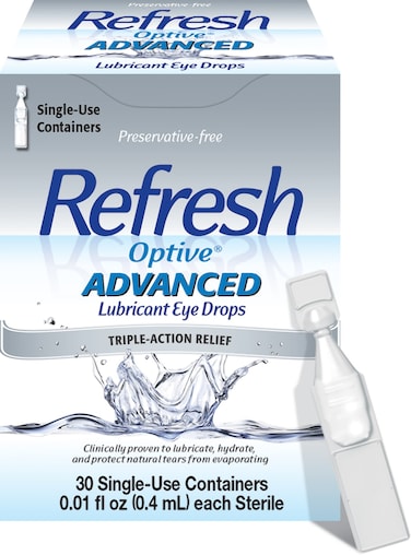 Refresh Optive Advanced Lubricant Eye Drops PreservativeFree 001 Fl Oz SingleUse Containers 30 Count
