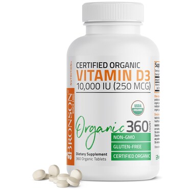 Bronson Vitamin D3 10000 IU 250 mcg Immune Support Healthy Muscle Function  Bone Health High Potency Organic NonGMO Vitamin D Supplement 360 Tablets