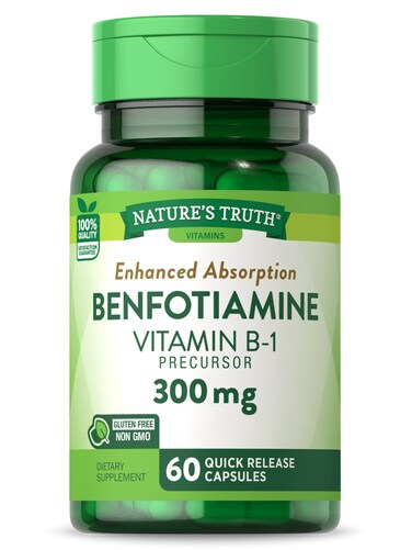 Natures Truth Benfotiamine  300mg  60 Count  NonGMO and Gluten Free Supplement  Vitamin B1 Precursor