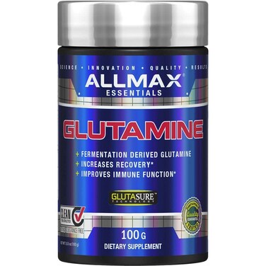 ALLMAX Essentials GLUTAMINE  100 g Powder  FermentationDerived Glutamine  Increases Recovery  Supports Immune System  Gluten Free  Vegan  20 Servings