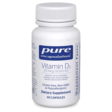 Pure Encapsulations Vitamin D3 25 mcg 1000 IU  Supplement to Support Bone Joint Breast Heart Colon  Immune Health  with Premium Vitamin D  60 Capsules