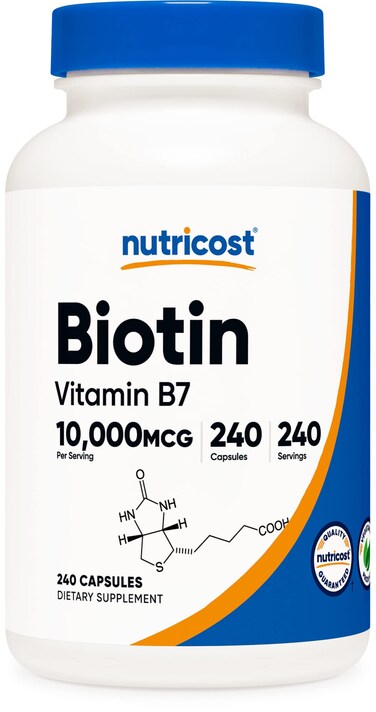 Nutricost Biotin Vitamin B7 10000mcg 10mg Vitamin Supplement 240 Capsules  Vegetarian Gluten Free Quick Release NonGMO