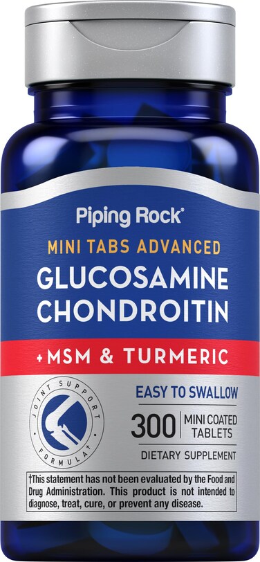 Piping RockGlucosamine Chondroitin MSM  300 Tablets  Plus Turmeric  Mini Tabs  NonGMO Gluten Free Supplement